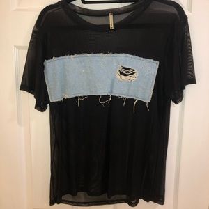 EMMA AND SAM Denim & Mesh T-Shirt